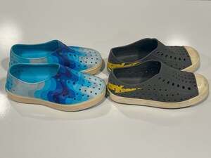 Lot of 2 Kids Native shoes Size 13C Lightening and Blue